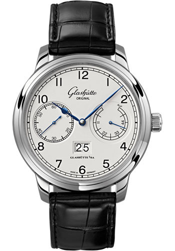 Glashütte Original Senator Observer - Steel Case - Silver Dial - Black Alligator Strap - Pin Buckle