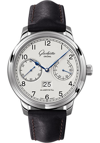 Glashütte Original Senator Observer - Steel Case - Silver Dial - Black Calfskin Strap - Pin Buckle
