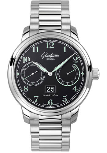 Glashütte Original Senator Observer - Steel Case - Black Dial - Bracelet