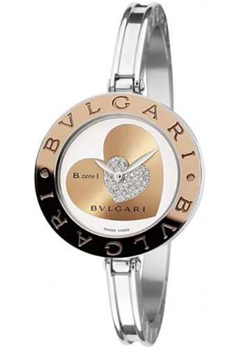 Bvlgari B.zero1 Watch - 30 mm Steel And Gold Case - Pink Gold Bezel - White Dial - Steel Bracelet