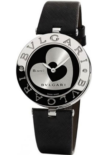 Bvlgari B.zero1 Watch - 30 mm Stainless Steel Case - Black Heart Motif Dial - Black Calfskin Strap