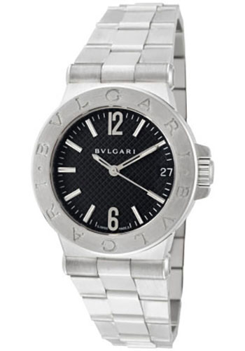 Bvlgari Diagono Watch - 29 mm Stainless Steel Case - Black Dial - Steel Bracelet