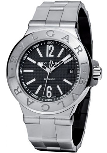 Bvlgari Diagono Watch - 40 mm Stainless Steel Case - Black Dial - Steel Bracelet