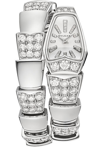 Bvlgari Serpenti Jewellery Watch - 26 mm White Gold Case - White Mother-Of-Pearl Dial - Single Spiral White Gold Bracelet