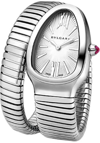 Bvlgari Serpenti Watch - 35 mm Stainless Steel Case - Silver Dial - Steel Single Twirl Large Bracelet