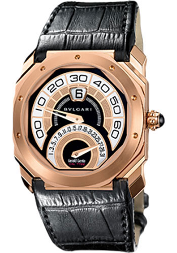 Bvlgari Octo Watch - 43 mm Pink Gold Case - Black Dial - Black Alligator Strap