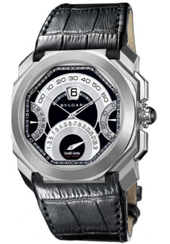 Bvlgari Octo Chronograph Watch - 44.5 x 50.5 mm White Gold Case - Black Dial - Black Alligator Strap