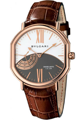 Bvlgari Daniel Roth Watch - 44 mm Pink Gold Case - Grey Dial - Brown Alligator Strap