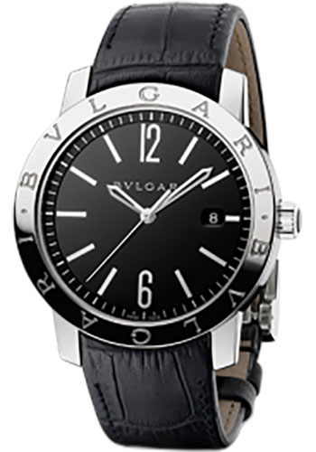 Bvlgari Bulgari Bulgari Watch - 41 mm Stainless Steel Case - Black Dial - Black Alligator Strap