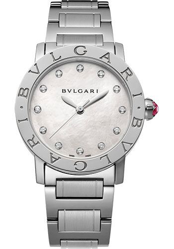 Bvlgari Bvlgari Bvlgari Watch - 33 mm Stainless Steel Case - White Mother-Of-Pearl Diamond Dial - Steel Bracelet
