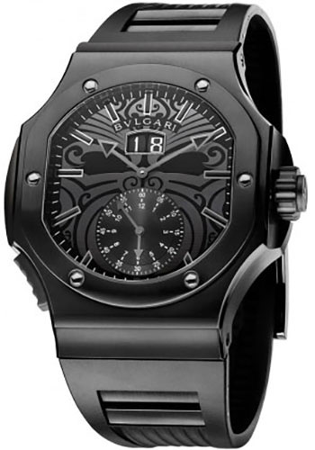 Bvlgari Endurer Watch - 56 x 51 mm Black DLC Steel Case - Black Dial - Black Rubber Strap