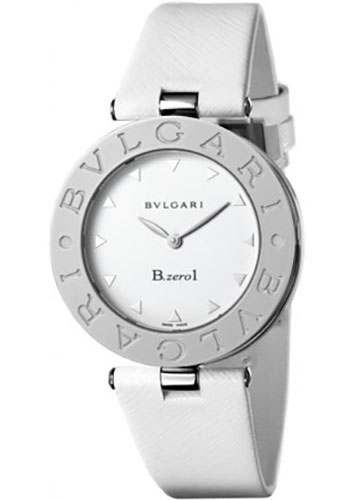 Bvlgari B.zero1 Watch - 35 mm Stainless Steel Case - White Lacquered Bezel - White Dial - White Calfskin Strap