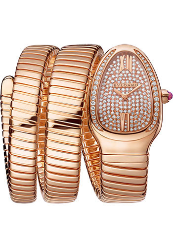 Bvlgari Serpenti Tubogas Watch - 35 mm Rose Gold Case - Rose Gold Dial - Tubogas Double Spiral Rose Gold Bracelet