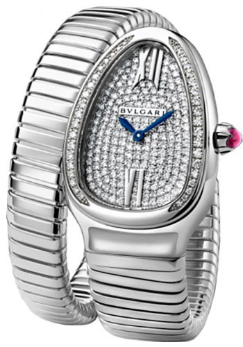 Bvlgari Serpenti Watch - 35 mm White Gold Case - Diamond Bezel - Pave Diamond Set Dial - White Gold Bracelet