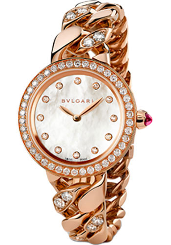 Bvlgari Bulgari Bulgari Catene Watch - 31 mm Pink Gold Case - Diamond Bezel - White Mother-Of-Pearl Dial - Pink Gold Bracelet