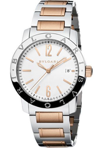 Bvlgari Bulgari Bulgari Watch - 39 mm Stainless Steel Case - Silver Dial - Steel And Pink Gold Bracelet