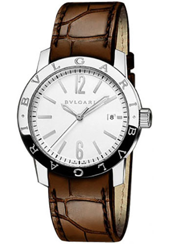 Bvlgari Bulgari Bulgari Watch - 39 mm Stainless Steel Case - Silver Dial - Brown Alligator Strap
