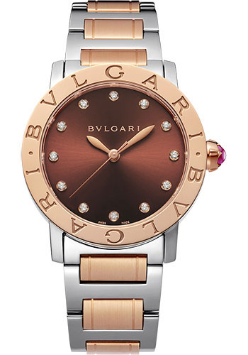 Bvlgari Bvlgari Bvlgari Watch - 33 mm Steel And Rose Gold Case - Brown Dial - Steel And Gold Bracelet