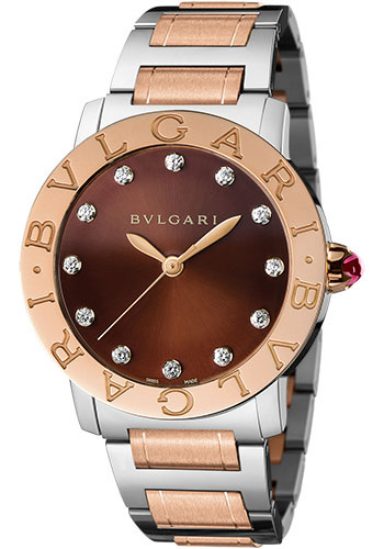 Bvlgari Bvlgari Bvlgari Watch - 37 mm Steel And Rose Gold Case - Brown Dial - Steel And Gold Bracelet