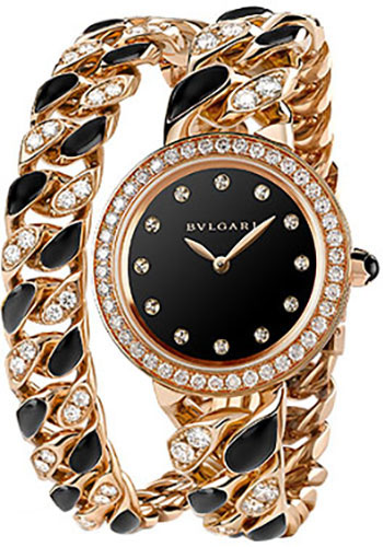 Bvlgari Bulgari Bulgari Catene Watch - 31 mm Pink Gold Case - Diamond Bezel - Black Dial - Pink Gold Bracelet