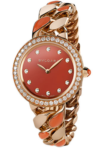 Bvlgari Bulgari Bulgari Catene Watch - 31 mm Pink Gold Case - Diamond Bezel - Coral Dial - Pink Gold Bracelet
