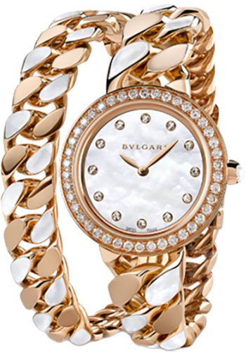 Bvlgari Bulgari Bulgari Catene Watch - 31 mm Pink Gold Case - Diamond Bezel - White Mother-Of-Pearl Dial - Pink Gold And Mother-Of-Pearl Bracelet