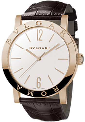 Bvlgari Bulgari Roma Limited Edition of 130 Watch - 39 mm Pink Gold Case - White Dial - Brown Alligator Strap