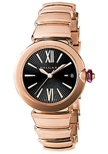Bvlgari Lucea Watch - 33 mm Pink Gold Case - Black Dial - Pink Gold Bracelet