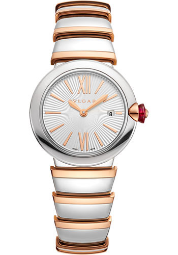 Bvlgari Lvcea Watch - 28 mm Stainless Steel Case - Silver Dial - Steel And Gold Bracelet
