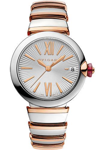 Bvlgari Lvcea Watch - 33 mm Stainless Steel Case - Silver Dial - Steel And Gold Bracelet