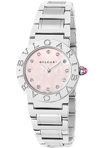 Bvlgari Bulgari Bulgari Watch - 26 mm Stainless Steel Case - Pink Mother-Of-Pearl Dial - Steel Bracelet
