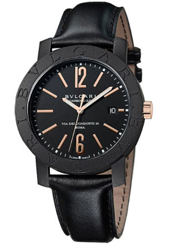 Bvlgari Bulgari Bulgari Watch - 40 mm Carbon Fiber Case - Black Carbon Bezel - Black Dial - Black Calfskin Strap