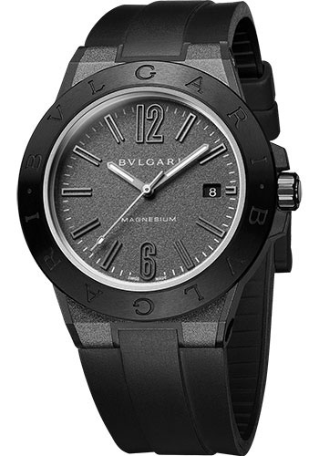 Bvlgari Diagono Magnesium Watch - 41 mm Magnesium Case - Ceramic Bezel - Anthracite Dial - Rubber Strap