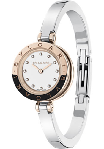 Bvlgari B.zero1 Watch - 23 mm Pink Gold Case - White Dial - Steel Bracelet