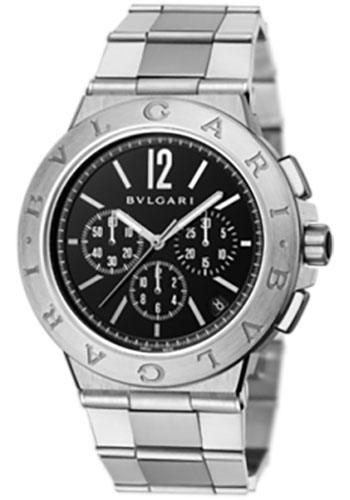 Bvlgari Diagono Velocissimo Chronograph Watch - 41 mm Stainless Steel Case - Black Dial - Steel Bracelet