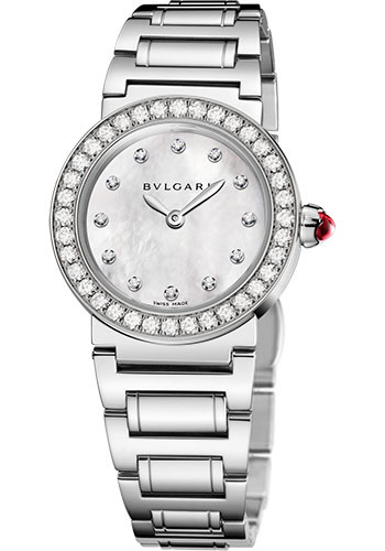 Bvlgari Bulgari Bulgari Watch - 26 mm Stainless Steel Case - Diamond Bezel - White Mother-Of-Pearl Diamond Dial - Steel Bracelet