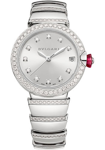 Bvlgari Lvcea Watch - 33 mm White Gold And Diamond Case - Silver Dial - White Gold Bracelet