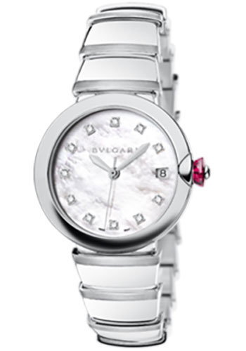 Bvlgari Lvcea Watch - 36 mm Stainless Steel Case - White Mother-Of-Pearl Dial - Steel Bracelet