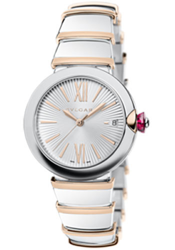 Bvlgari Lvcea Watch - 36 mm Steel And Gold Case - Silver Dial - Steel Bracelet