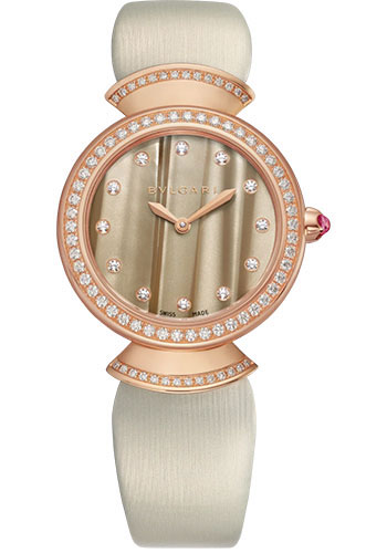 Bvlgari Divas’ Dream Watch - 30 mm Rose Gold Case - Natural Acetate Dial - Bronze Satin Strap