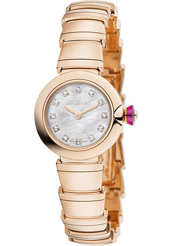Bvlgari Piccola Lvcea Watch - 23 mm Pink Gold Case - White Mother-Of-Pearl Diamond Dial - Pink Gold Bracelet