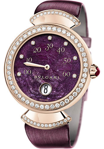 Bvlgari Divas' Dream Watch - 37 mm Rose Gold Case - Heart Of Ruby Dial - Violet Satin Strap
