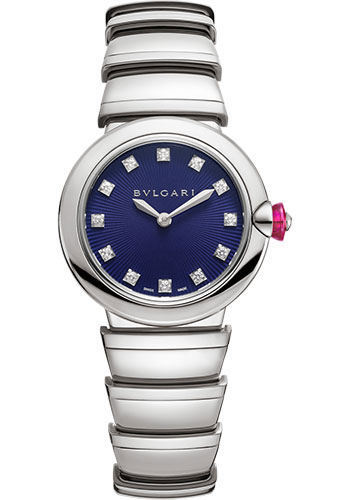 Bvlgari Lvcea Watch - 28 mm Stainless Steel Case - Blue Diamond Dial - Steel Bracelet