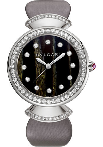 Bvlgari Divas' Dream Watch - 37 mm White Gold Case - Acetate Dial - Grey Satin Strap