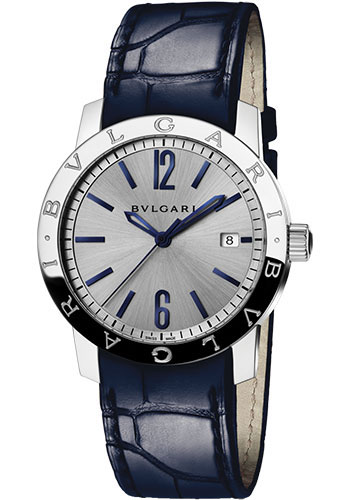 Bvlgari Bulgari Bulgari Solotempo Watch - 39 mm Stainless Steel Case - Silver Dial - Integrated Alligator Strap
