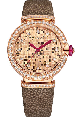 Bvlgari Lvcea Watch - 33 mm Rose Gold And Diamond Case - Rose Gold Mosaic Dial