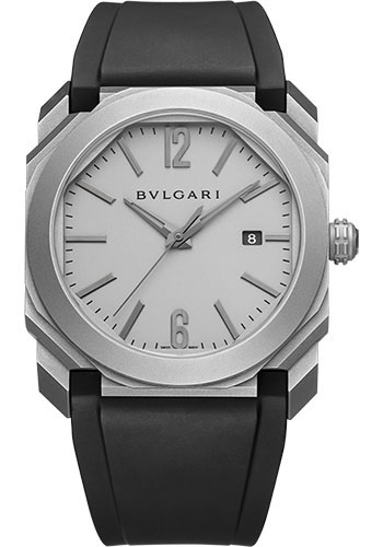 Bvlgari Octo Solotempo Watch - 41 mm Titanium Case - Titanium Dial - Black Rubber Strap