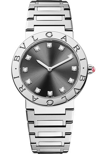 Bvlgari Bvlgari Bvlgari Lady Watch - 33 mm Stainless Steel Case - Anthracite Dial - Steel Bracelet