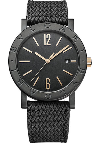 Bvlgari Bvlgari Bvlgari Solotempo Watch - 41 mm Stainless Steel Case - Black Dial - Black Rubber Strap