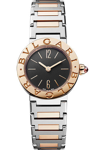 Bvlgari Bvlgari Bvlgari Lady Watch - 23 mm Stainless Steel Case - Rose Gold Bezel - Black Dial - Steel And Gold Bracelet